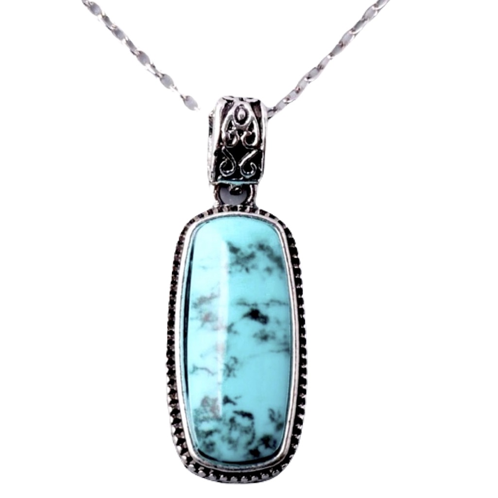 New Sterling Silver Handmade Polished Natural Turquoise Native Rope Necklace 38$